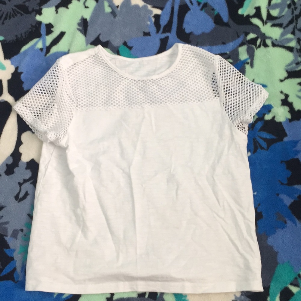 forever 21 kids white mesh t-shirt